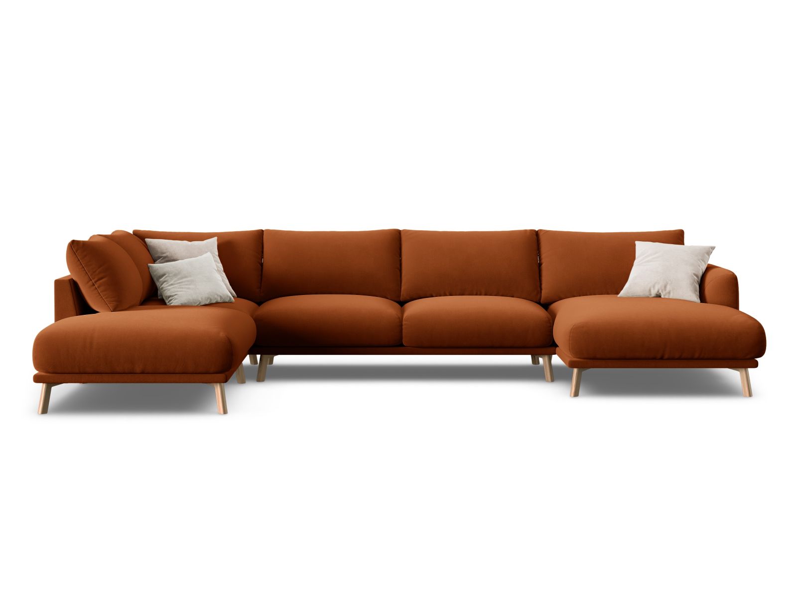 Naomi Panoramic Corner Sofa, 6 Seats, 365x235 cm — Terracotta / Left
