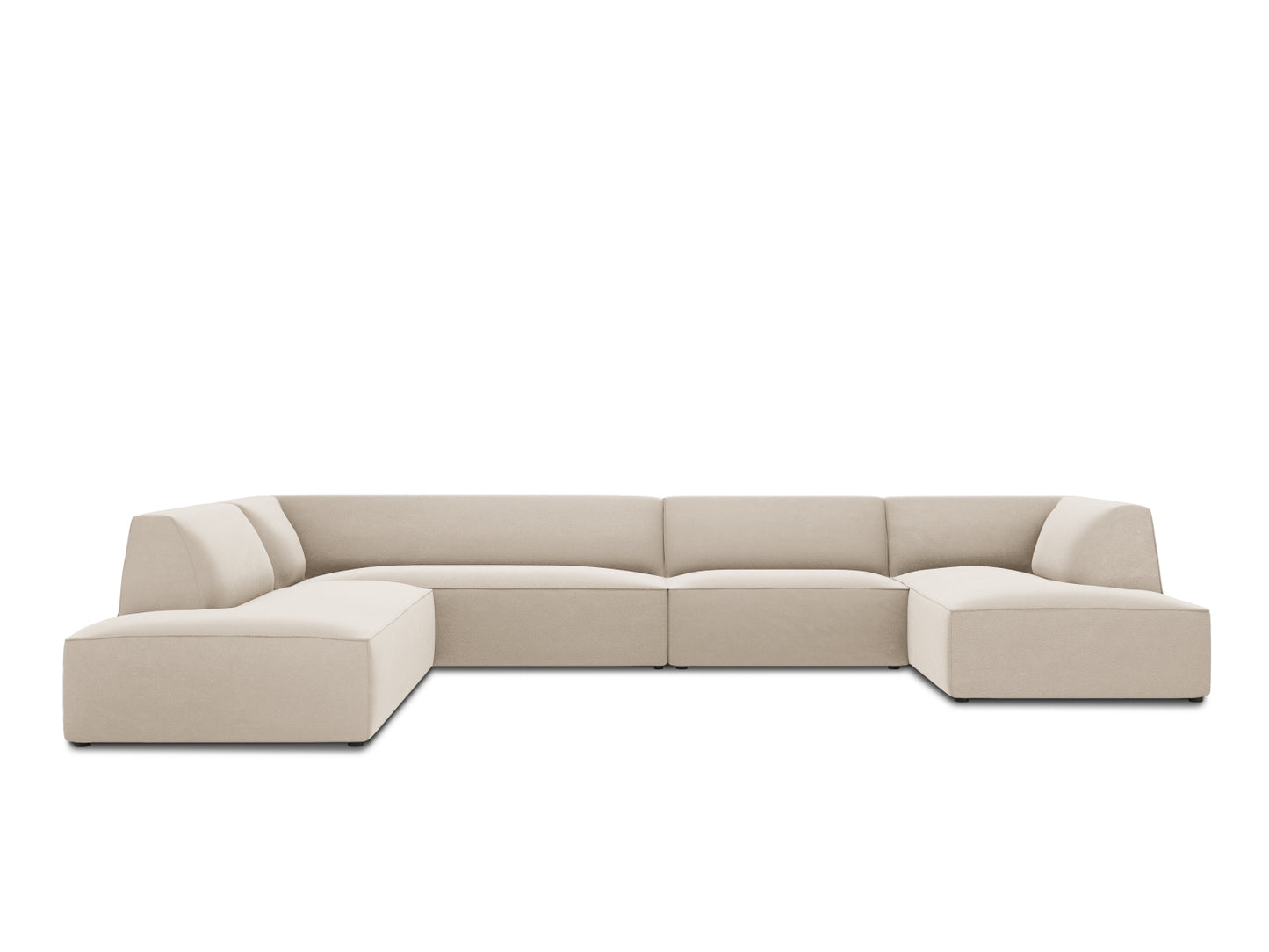 Panorama-Ecksofa Samt Beige Ruby — Wohnbeispiel