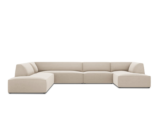Ruby Panoramic Corner Sofa, 7 Seats, 366x273 cm — Beige / Left