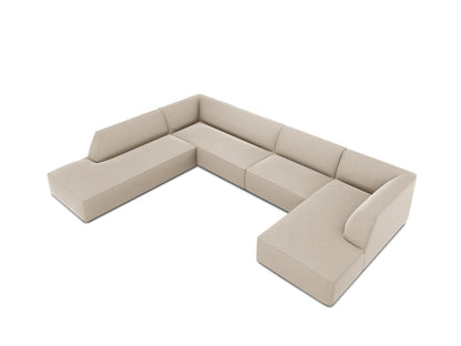 Panorama-Ecksofa Samt Beige Ruby — Maße und Details
