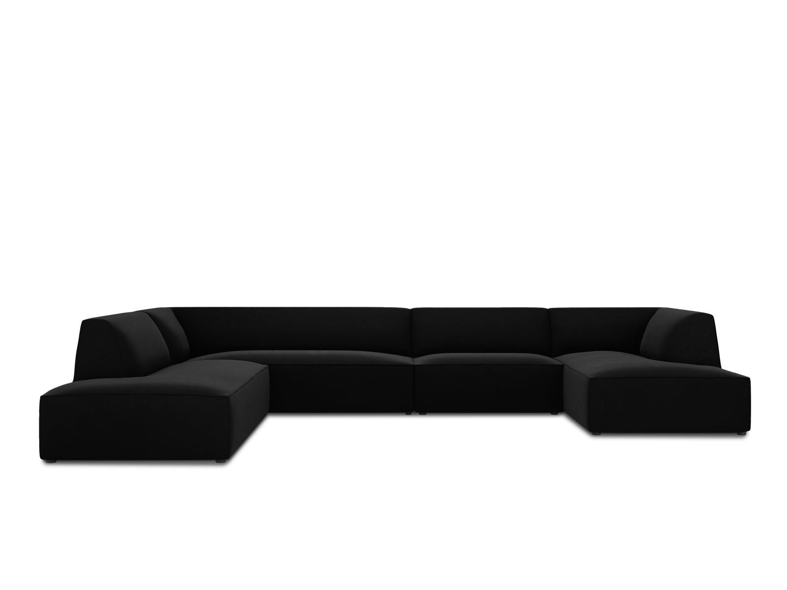 Ruby Panoramic Corner Sofa, 7 Seats, 366x273 cm — Black / Left