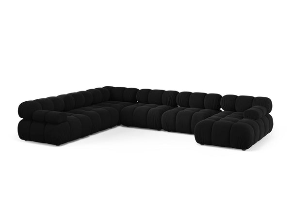 Bellis Modular Panoramic Corner Sofa, 8 Seats, 376x282 cm — Black / Left