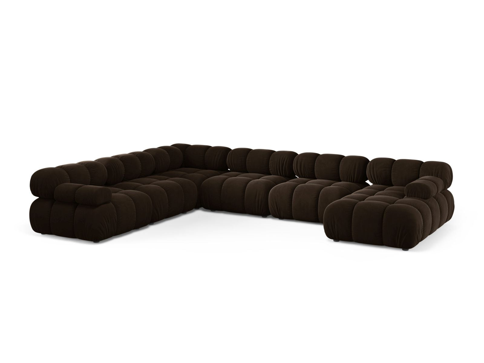 Bellis Modular Panoramic Corner Sofa, 8 Seats, 376x282 cm — Dark Brown / Left