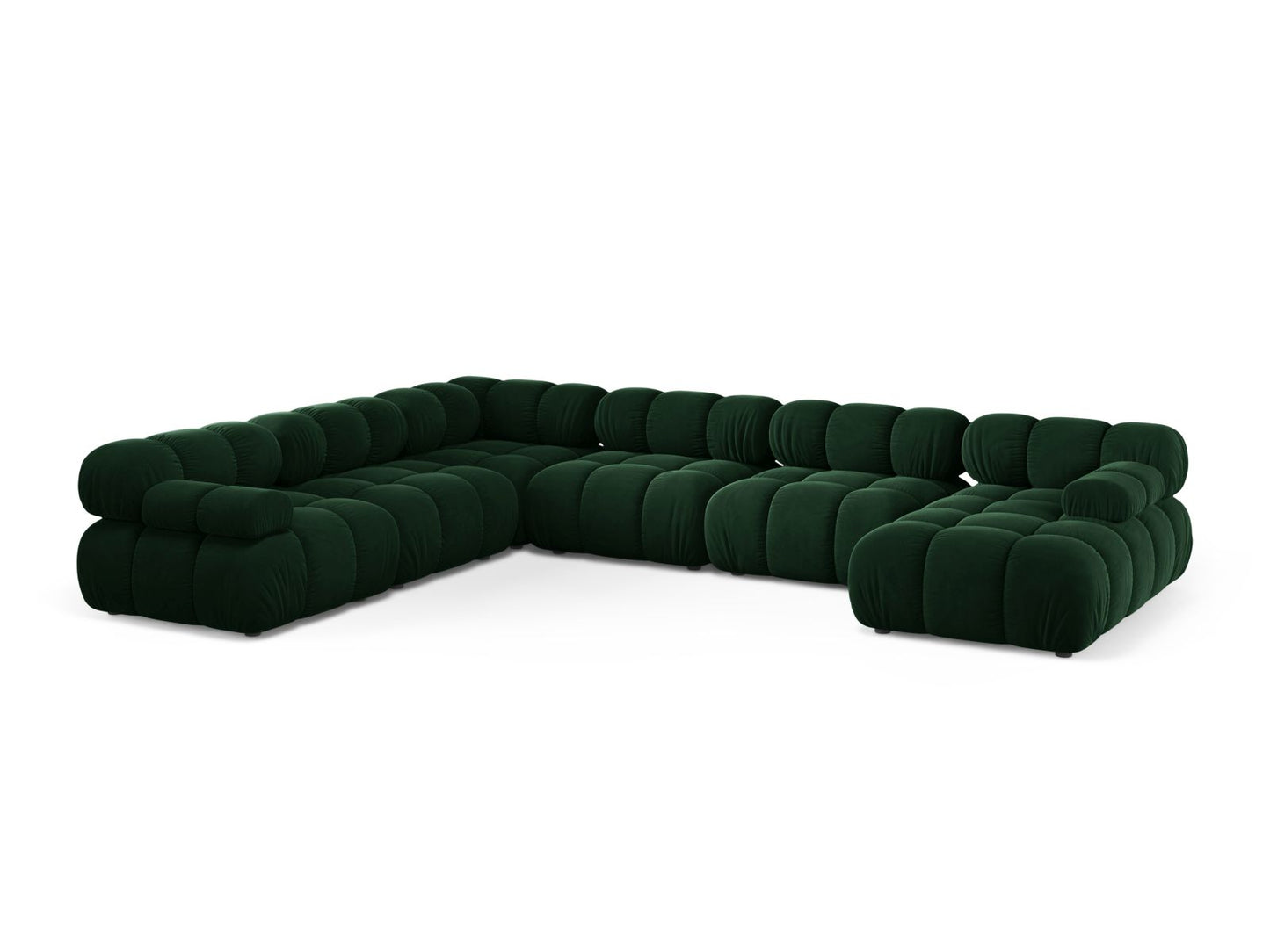 Panorama-Ecksofa Samt Schwarz Bellis — Bottle Green