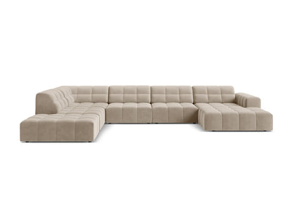 Panorama-Ecksofa Samt Schwarz Jennifer — Dark Beige