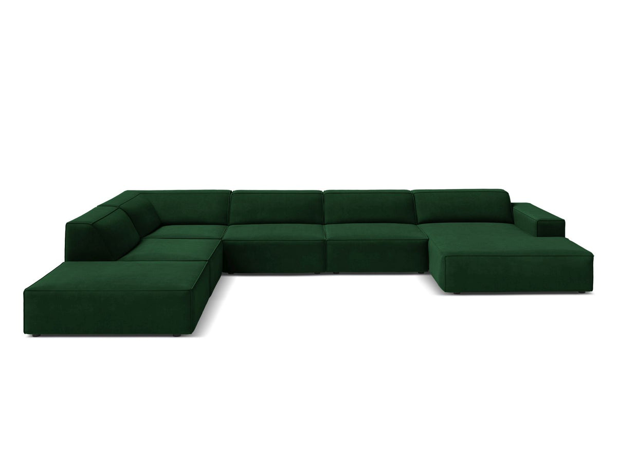 Jodie Panoramic Corner Sofa, 7 Seats, 361x258 cm — Bottle Green / Left