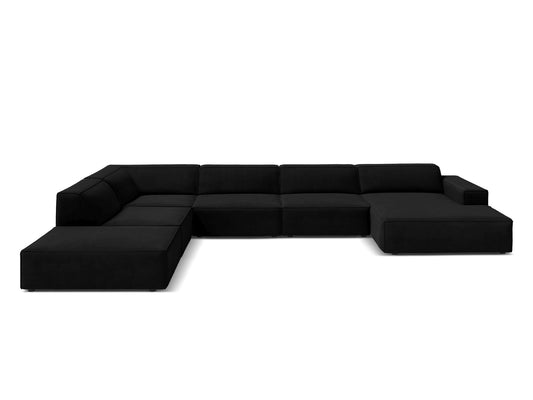 Jodie Panoramic Corner Sofa, 7 Seats, 361x258 cm — Black / Left