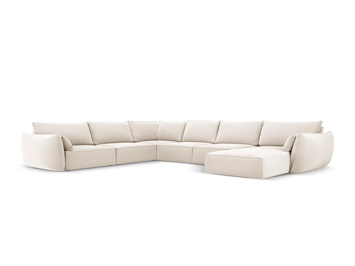 Kaelle Panoramic Corner Sofa, 8 Seats, 384x284 cm — Light Beige / Left