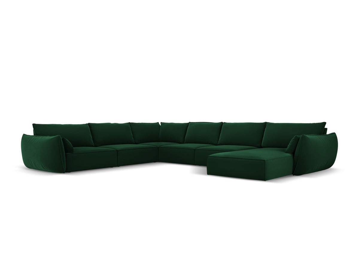 Kaelle Panoramic Corner Sofa, 8 Seats, 384x284 cm — Bottle Green / Left