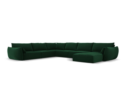 Panorama-Ecksofa Samt Schwarz Kaelle — Bottle Green