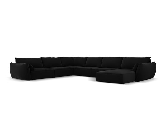 Kaelle Panoramic Corner Sofa, 8 Seats, 384x284 cm — Black / Left