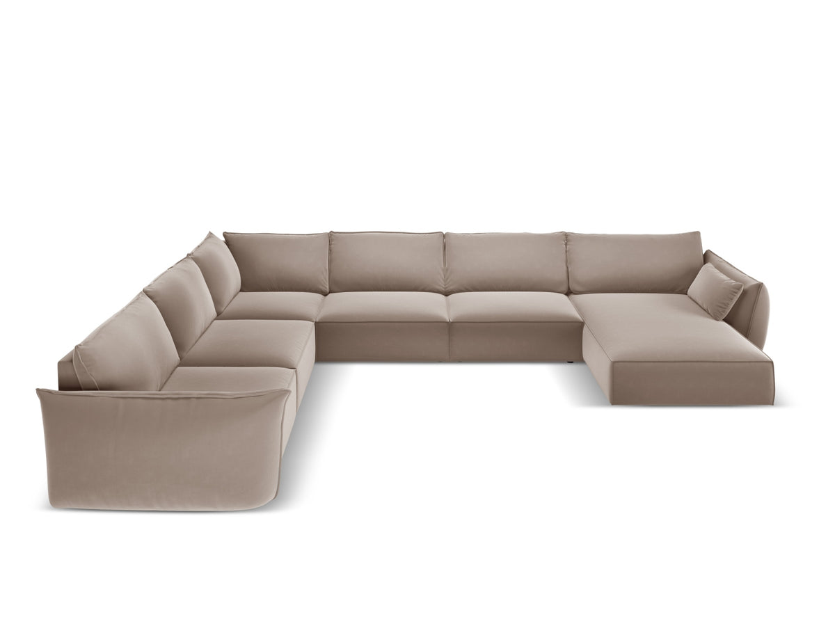 Kaelle Panoramic Corner Sofa, 8 Seats, 384x284 cm — Cappuccino / Left