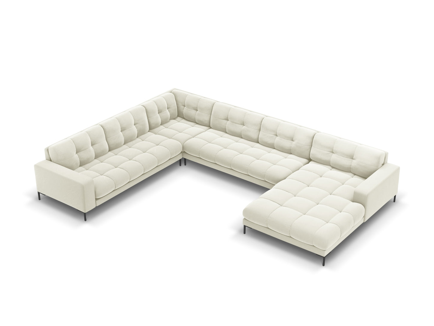 Panorama-Ecksofa Samt Schwarz Mamaia — Light Beige
