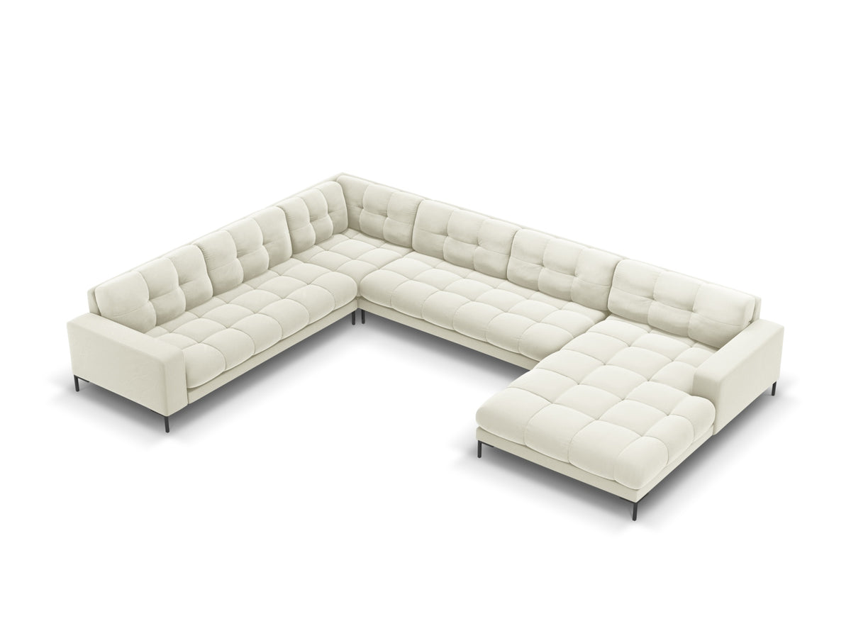 Mamaia Panoramic Corner Sofa, 7 Seats, 327x256 cm — Light Beige / Left