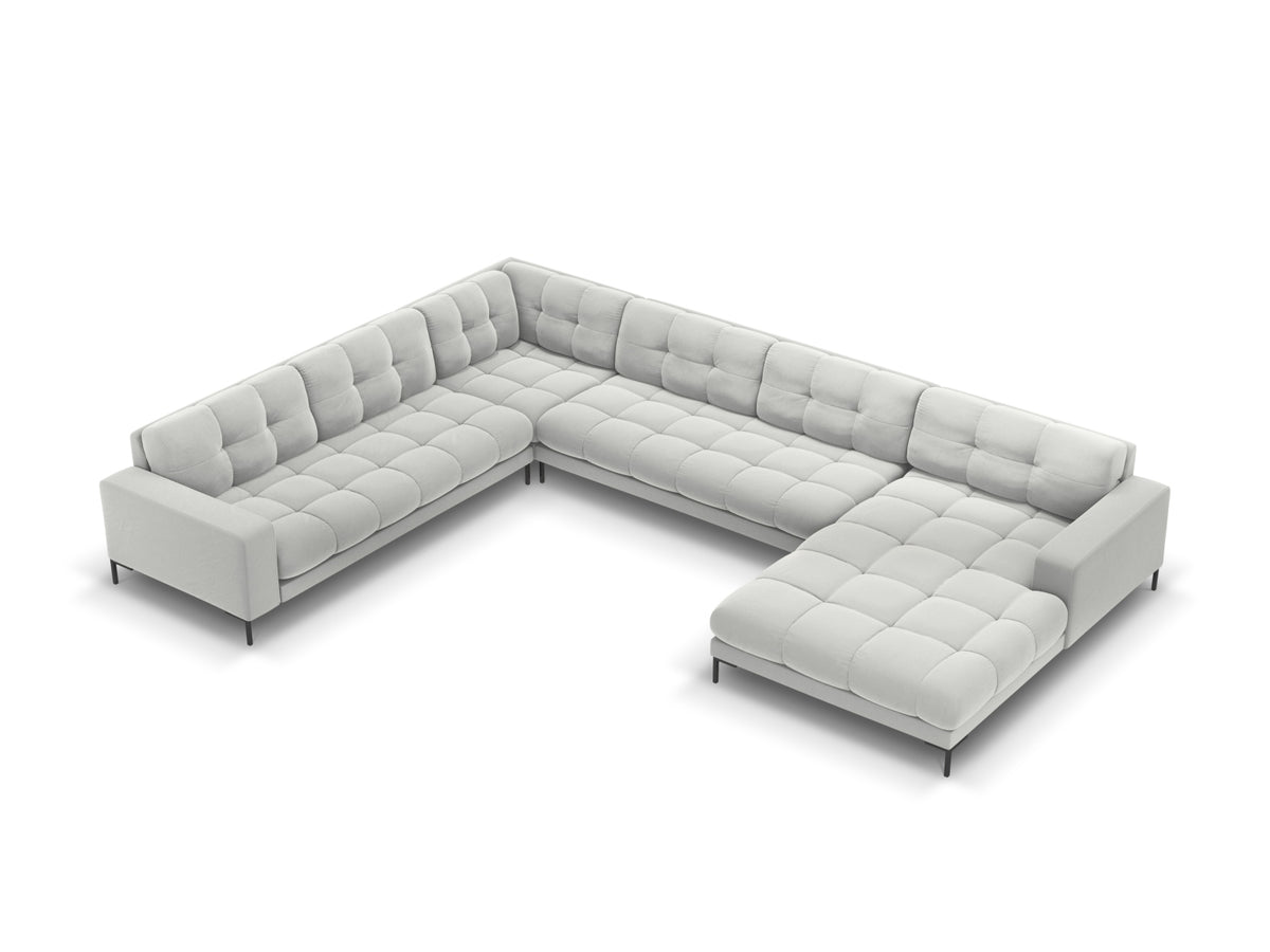 Mamaia Panoramic Corner Sofa, 7 Seats, 327x256 cm — Silver / Left