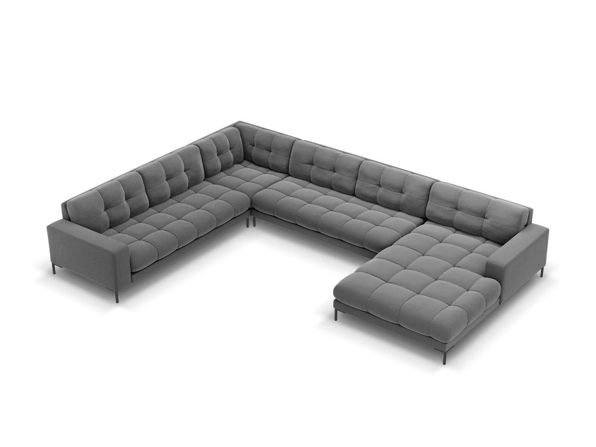 Mamaia Panoramic Corner Sofa, 7 Seats, 327x256 cm — Light Grey / Left