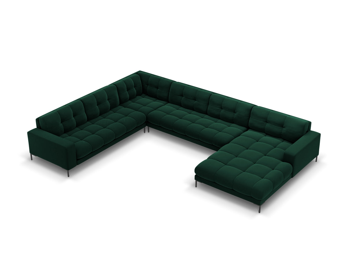Mamaia Panoramic Corner Sofa, 7 Seats, 327x256 cm — Bottle Green / Left