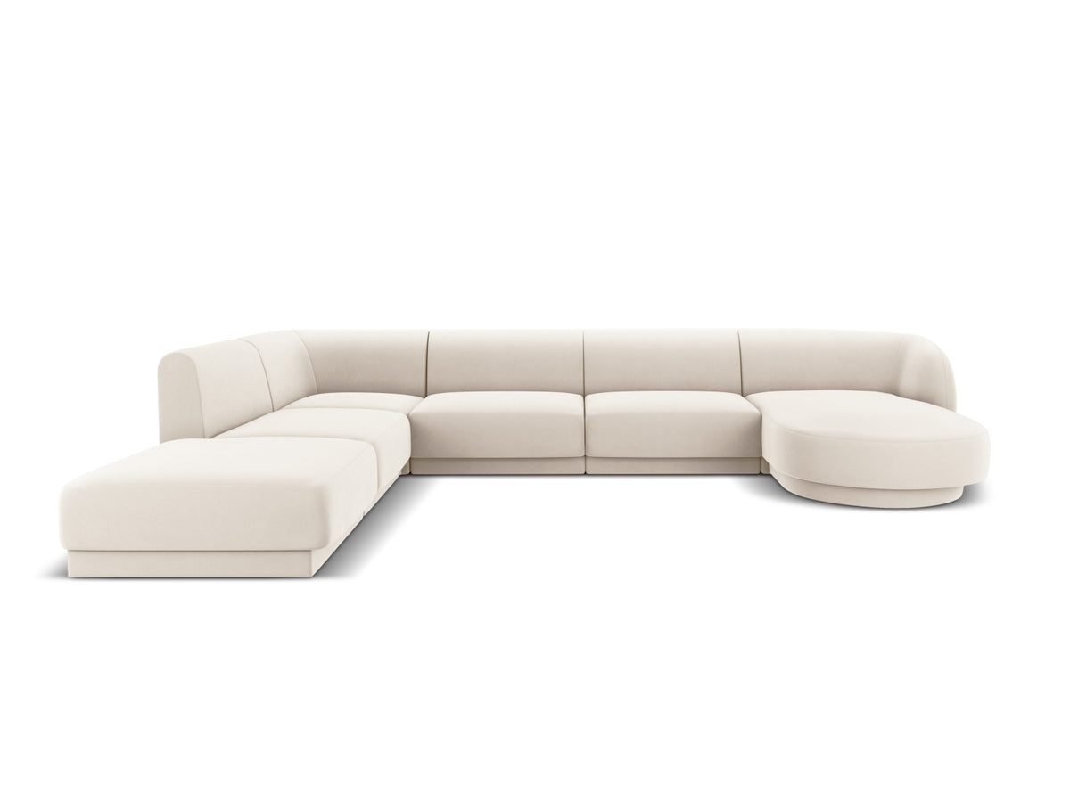 Miley Panoramic Corner Sofa, 6 Seats, 330x255 cm — Light Beige / Left