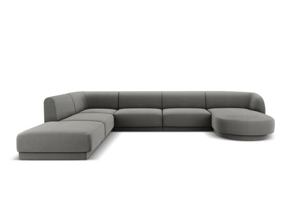 Panorama-Ecksofa Samt Schwarz Miley — Light Beige