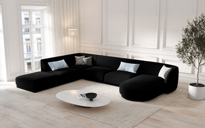 Panorama-Ecksofa Samt Schwarz Miley — Wohnbeispiel