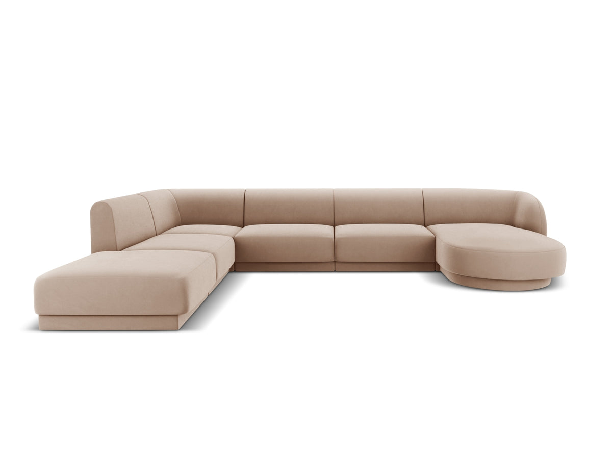 Miley Panoramic Corner Sofa, 6 Seats, 330x255 cm — Cappuccino / Left
