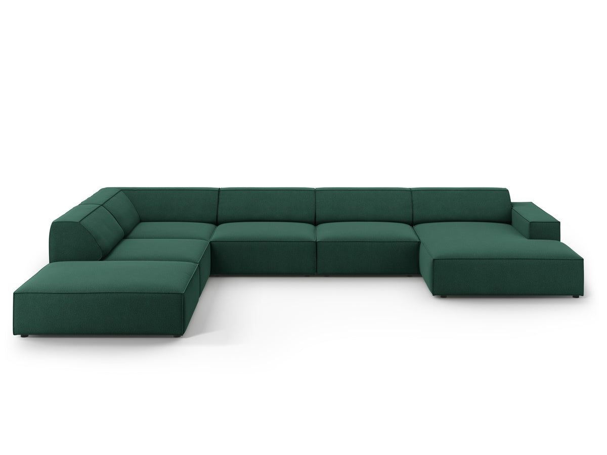 Jodie Panoramic Corner Sofa, 7 Seats, 361x258 cm — Green / Left