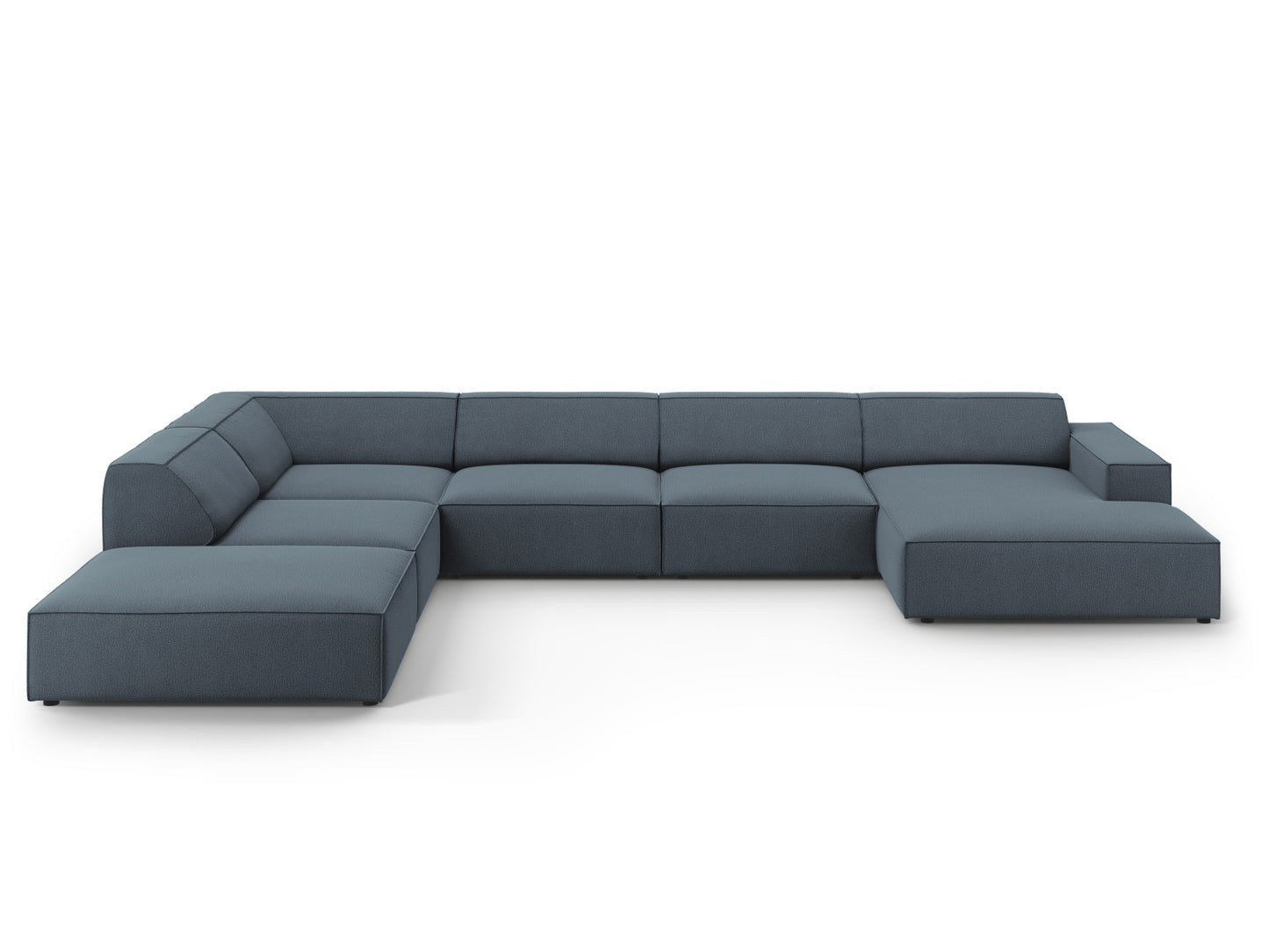 Panorama-Ecksofa Strukturstoff Schwarz Jodie — Blue