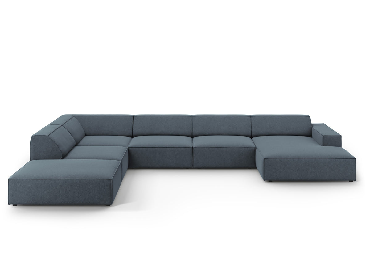 Jodie Panoramic Corner Sofa, 7 Seats, 361x258 cm — Blue / Left