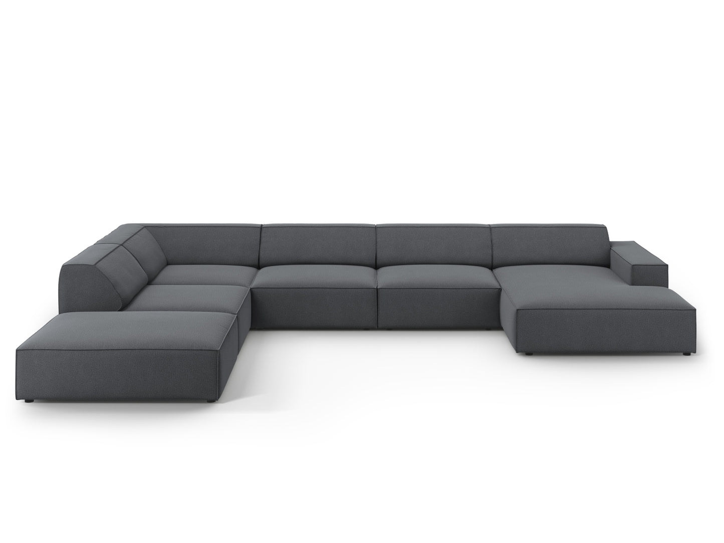 Panorama-Ecksofa Strukturstoff Schwarz Jodie — Dark Grey