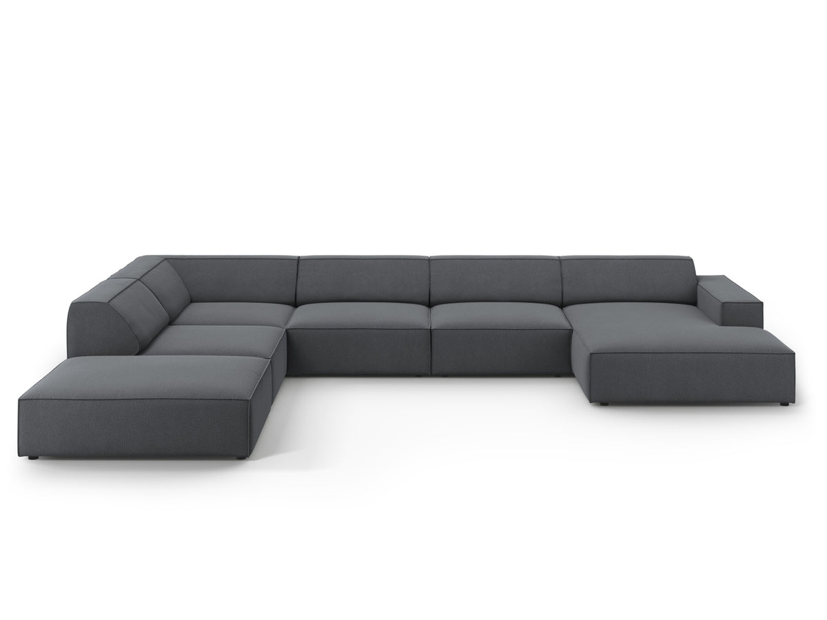 Jodie Panoramic Corner Sofa, 7 Seats, 361x258 cm — Dark Grey / Left