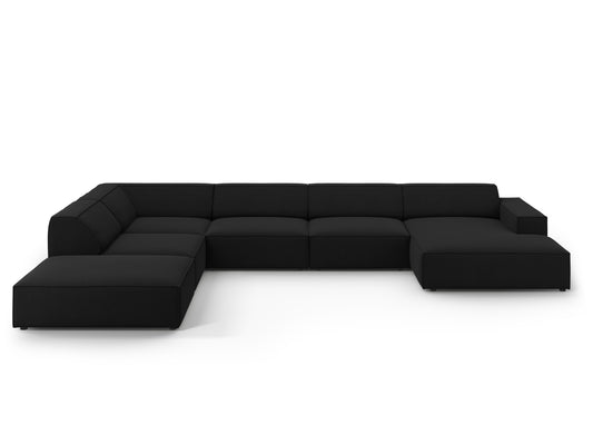 Jodie Panoramic Corner Sofa, 7 Seats, 361x258 cm — Black / Left