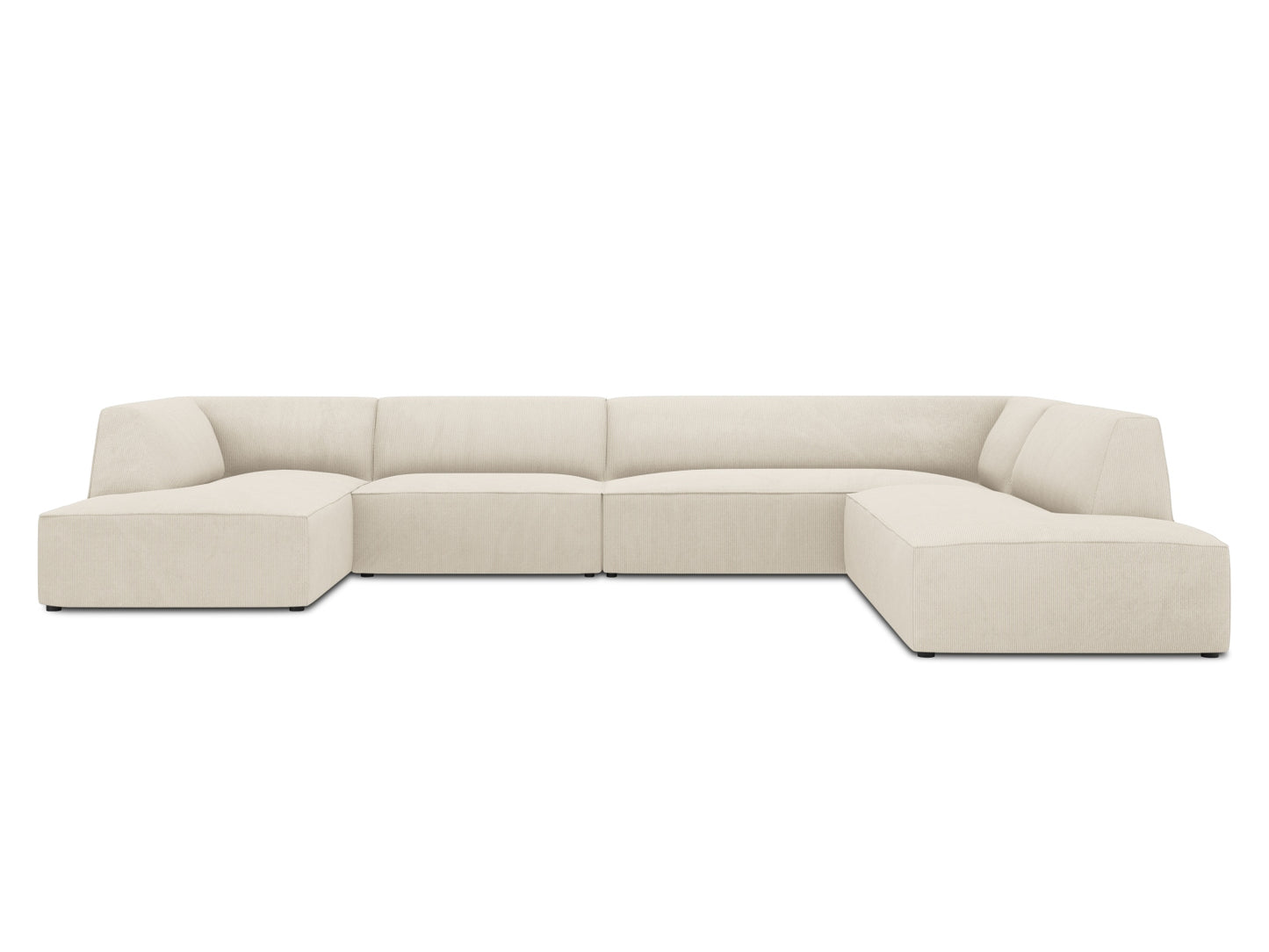 Ruby Panoramic Corner Sofa, 7 Seats, 366x273 cm — Light Beige / Right
