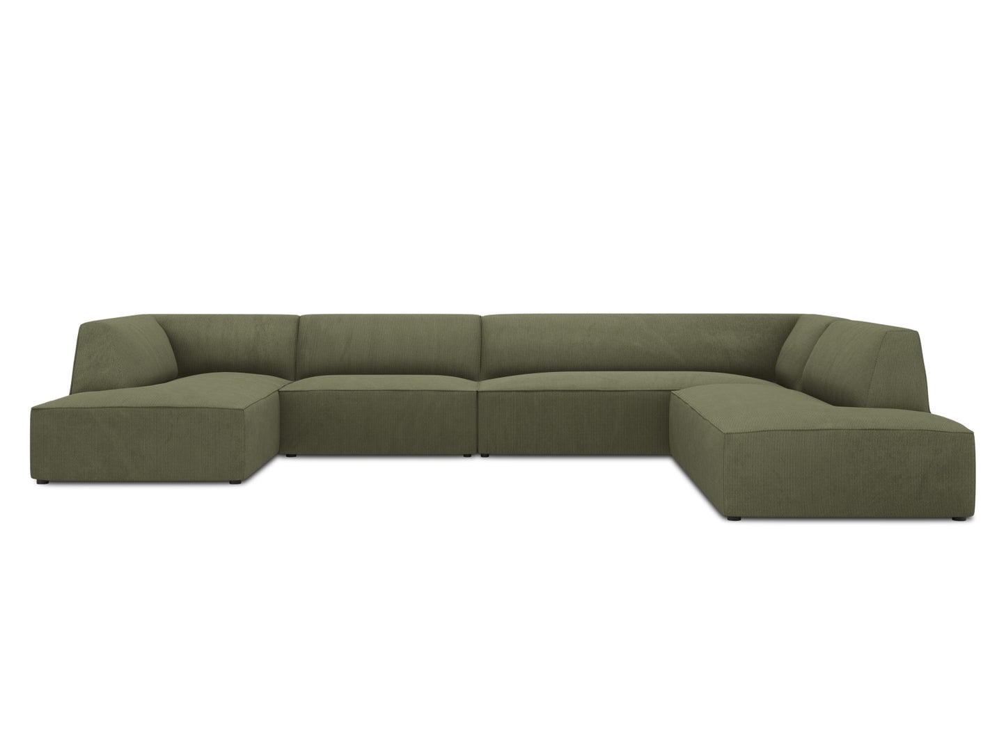 Ruby Panoramic Corner Sofa, 7 Seats, 366x273 cm — Green / Right