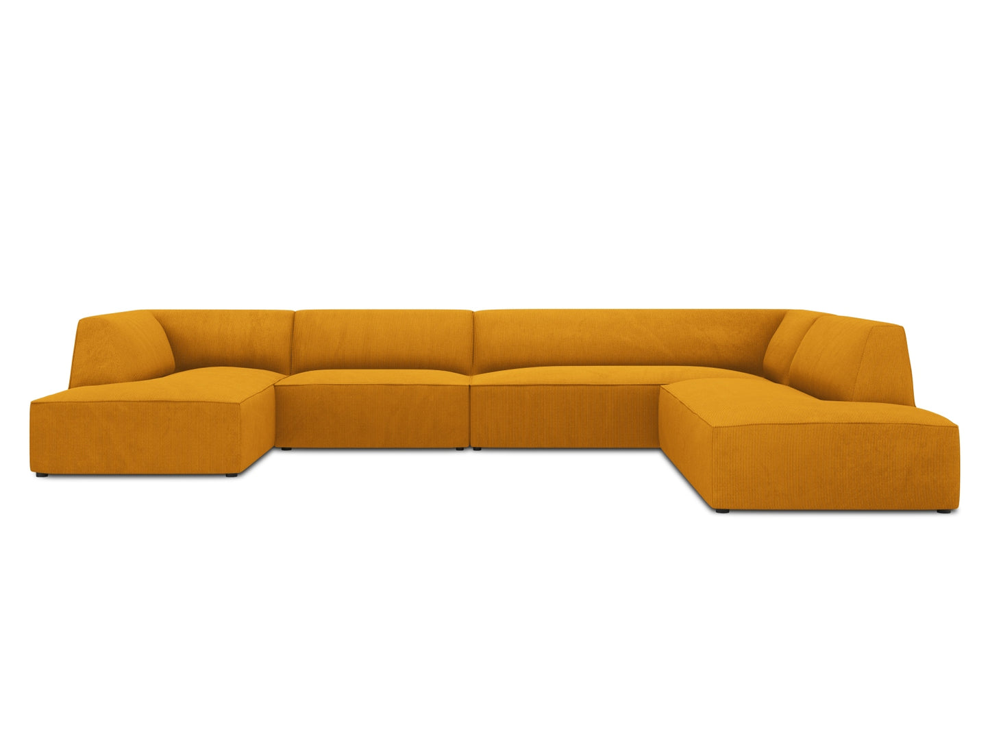 Ruby Panoramic Corner Sofa, 7 Seats, 366x273 cm — Yellow / Right