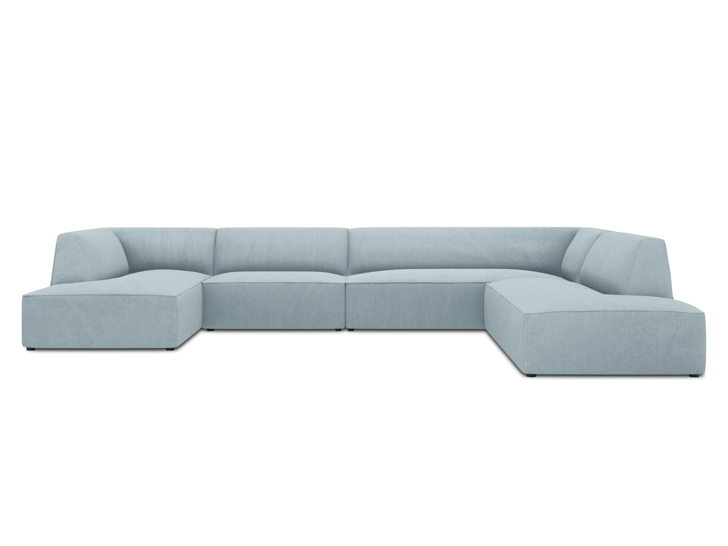 Ruby Panoramic Corner Sofa, 7 Seats, 366x273 cm — Light Blue / Right