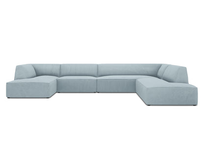 Ruby Panoramic Corner Sofa, 7 Seats, 366x273 cm — Light Blue / Right