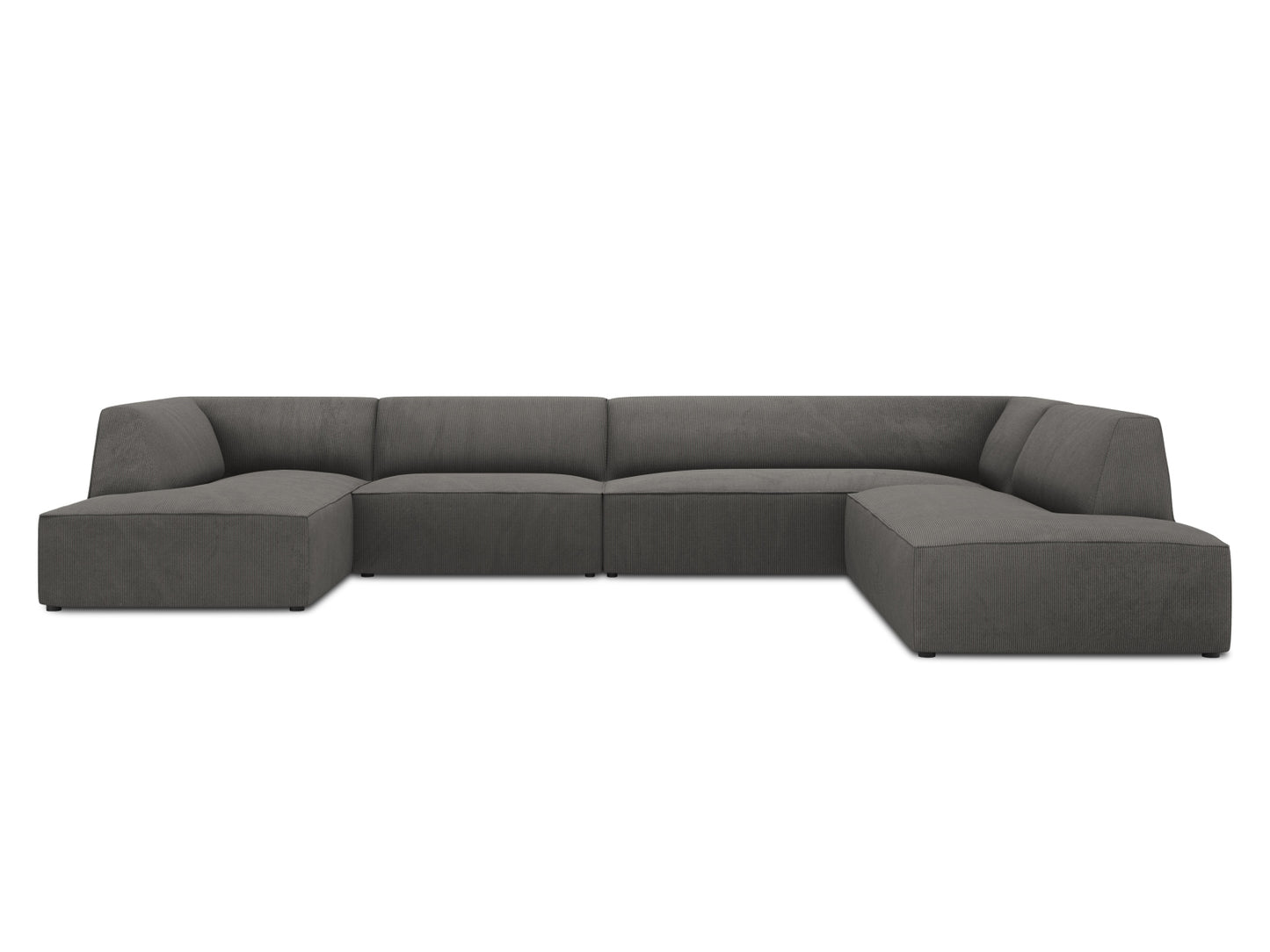 Ruby Panoramic Corner Sofa, 7 Seats, 366x273 cm — Dark Grey / Right