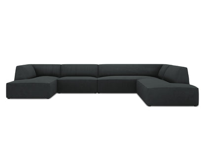 Ruby Panoramic Corner Sofa, 7 Seats, 366x273 cm — Black / Right