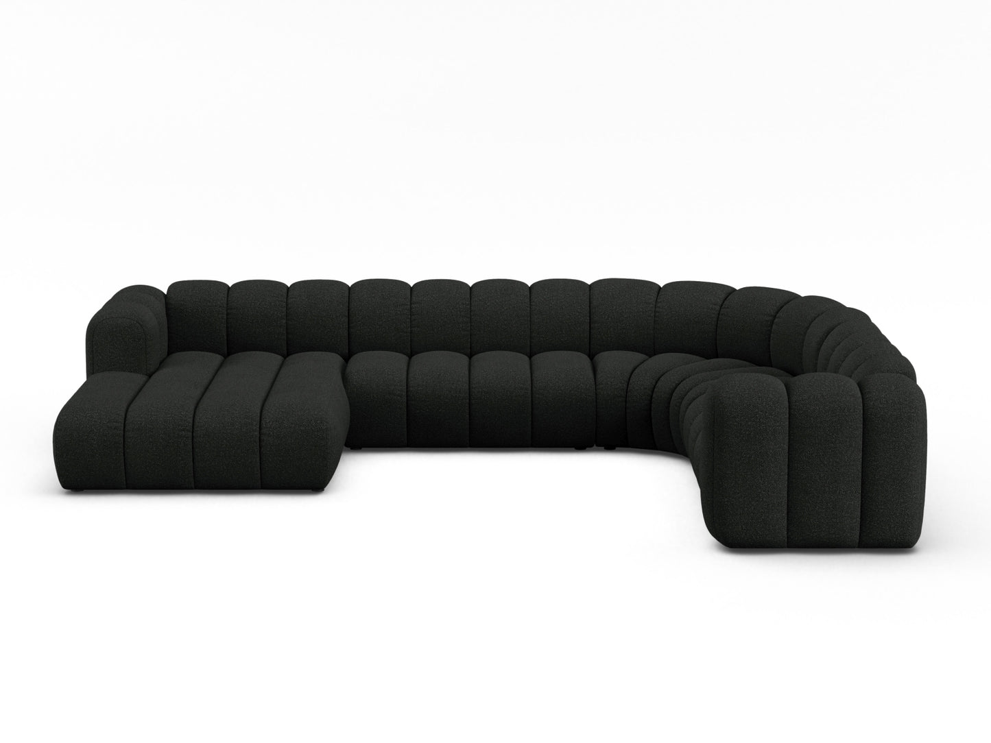 Lupine Modular Panoramic Corner Sofa, 6 Seats, 370x280 cm — Black / Right