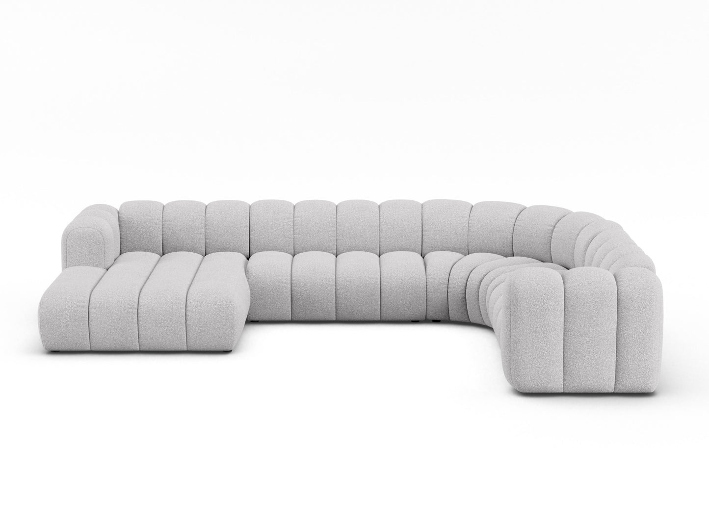 Lupine Modular Panoramic Corner Sofa, 6 Seats, 370x280 cm — Light Grey / Right