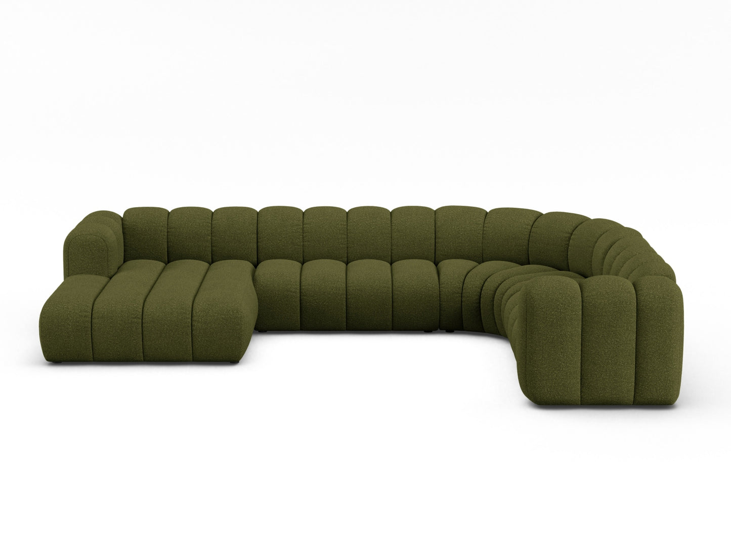 Lupine Modular Panoramic Corner Sofa, 6 Seats, 370x280 cm — Dark Olive Green / Right