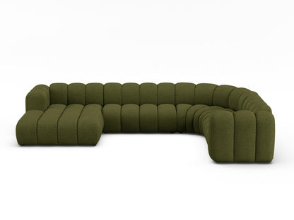 Lupine Modular Panoramic Corner Sofa, 6 Seats, 370x280 cm — Dark Olive Green / Right