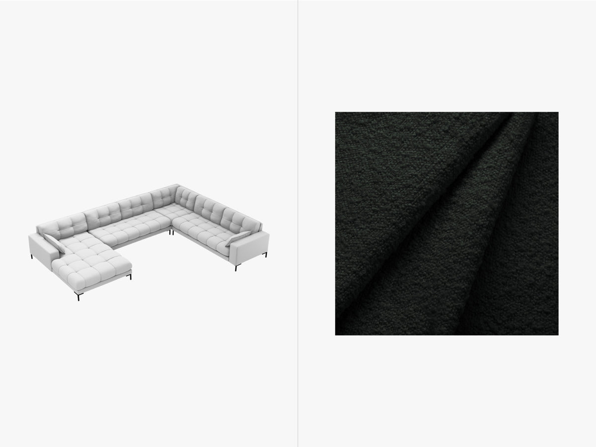 Mamaia Panoramic Corner Sofa, 7 Seats, 327x256 cm — Black / Right