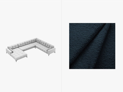 Mamaia Panoramic Corner Sofa, 7 Seats, 327x256 cm — Dark Blue / Right