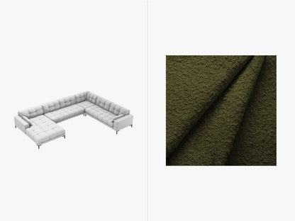 Mamaia Panoramic Corner Sofa, 7 Seats, 327x256 cm — Dark Olive Green / Right