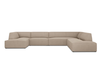 Ruby Panoramic Corner Sofa, 7 Seats, 366x273 cm — Dark Beige / Right