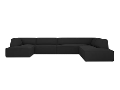 Ruby Panoramic Corner Sofa, 7 Seats, 366x273 cm — Black / Right