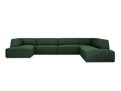 Ruby Panoramic Corner Sofa, 7 Seats, 366x273 cm — Green / Right