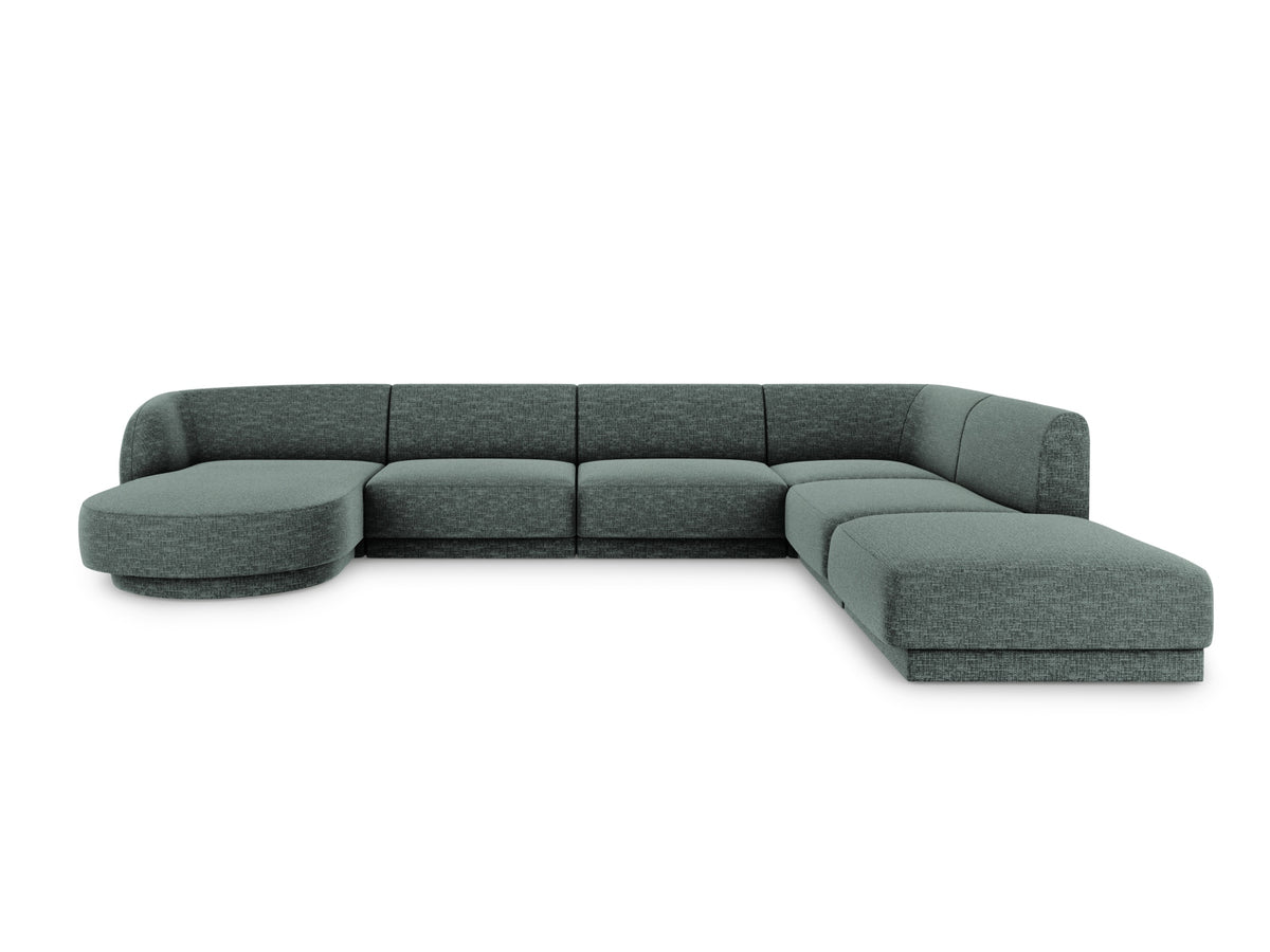 Miley Panoramic Corner Sofa, 6 Seats, 330x255 cm — Petrol / Right