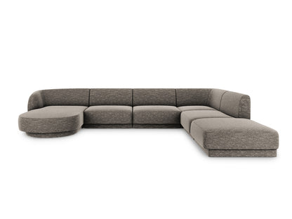 Miley Panoramic Corner Sofa, 6 Seats, 330x255 cm — Grey / Right